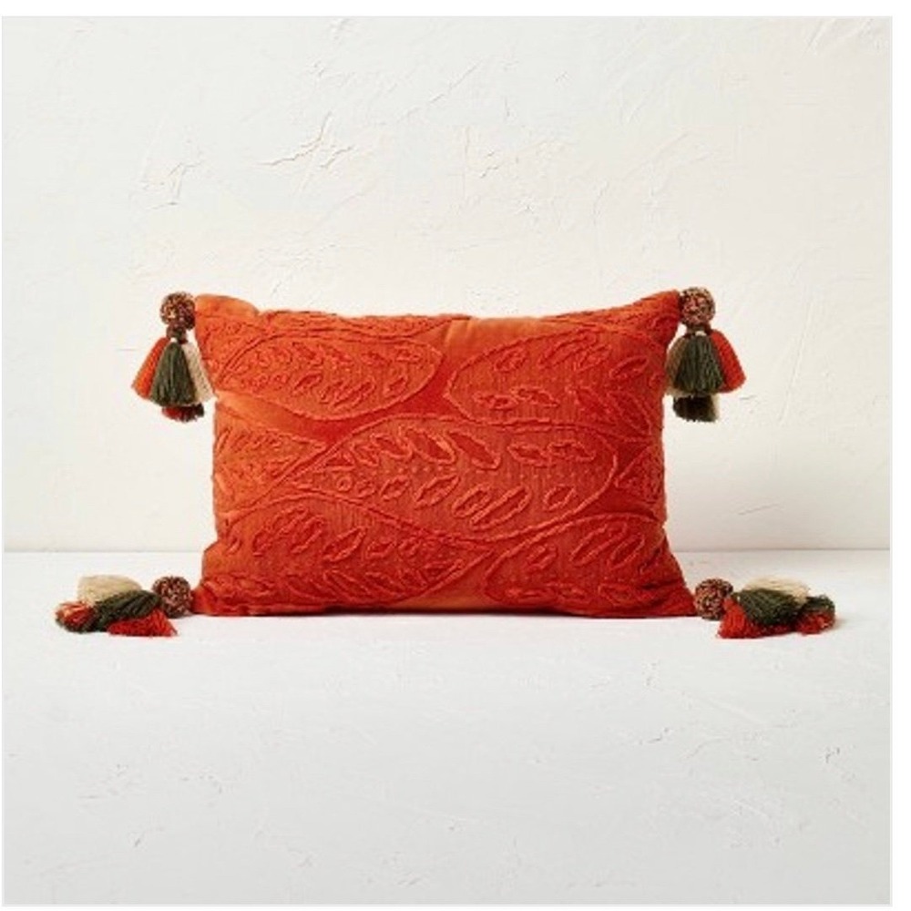 Set of 2 -Opalhouse x Jungalow Oblong Embroidered Leaf Pattern Accent Pillow NWT